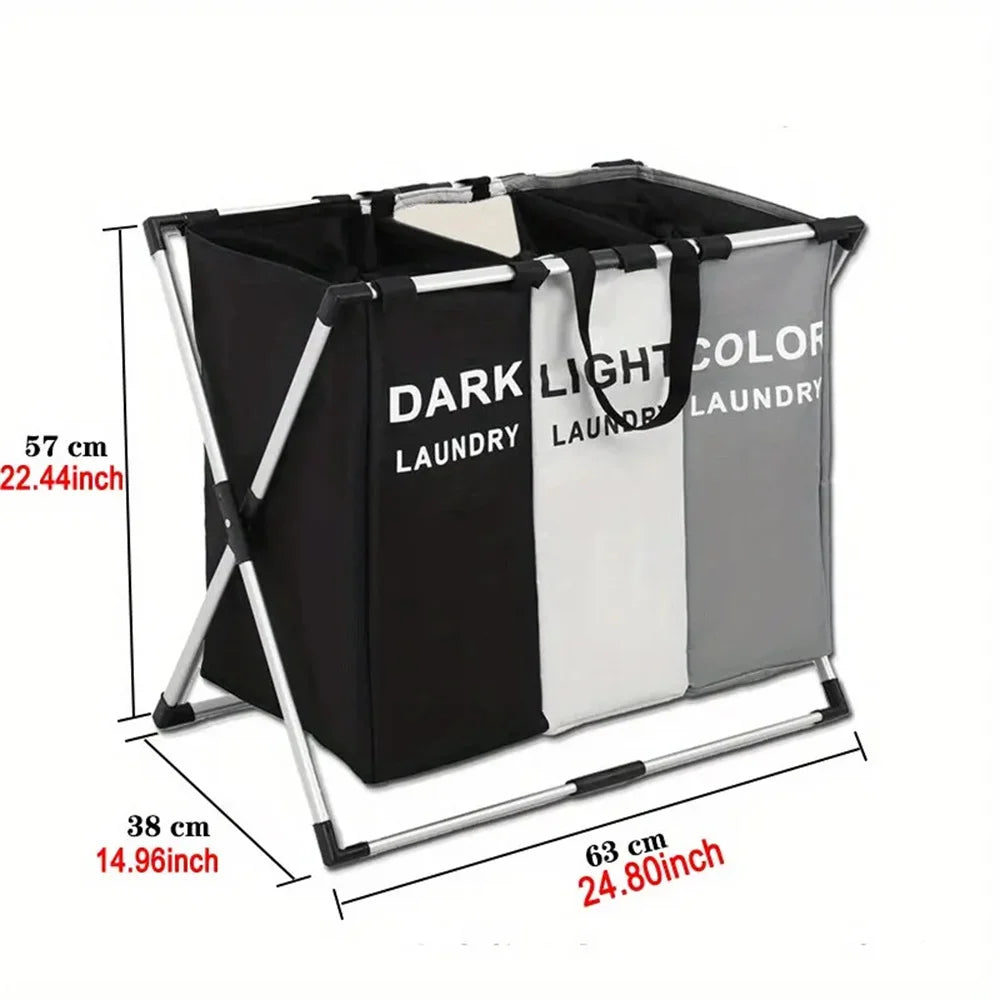 1-3Grids Laundry Basket Foldable Dirty Clothes Organizer Bathroom Waterproof Storage Basket Large Laundry Hamper Two Size New