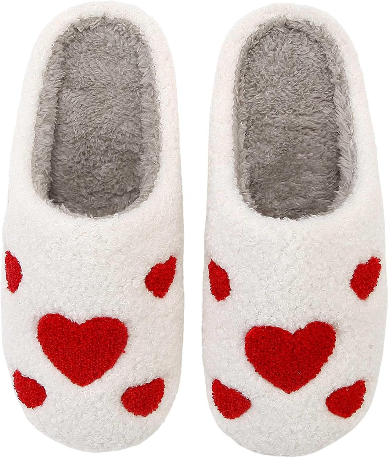 Womens Mens Slippers Retro Memory Foam Cute Cartoon Plush Fluffy Warm Fur Lined Slippers Indoor House Home Winter Shoes