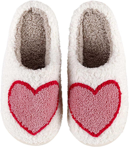 Womens Mens Slippers Retro Memory Foam Cute Cartoon Plush Fluffy Warm Fur Lined Slippers Indoor House Home Winter Shoes