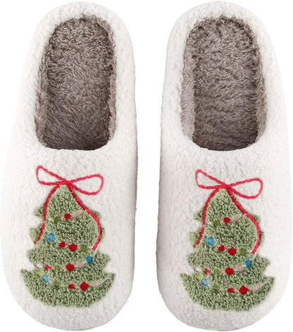 Womens Mens Slippers Retro Memory Foam Cute Cartoon Plush Fluffy Warm Fur Lined Slippers Indoor House Home Winter Shoes