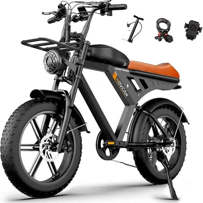 【Summervibes】Movcan V30/V30Max Electric Bike for Adults 1500W/2000W Motor 20" Fat Tire Ebike, 28/32MPH，70-120 Miles,48V 15.6AH Dual Battery Hydraulic Disc Brake Electric Motorcycle Bike Full Suspension