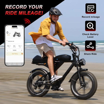 【Summervibes】Movcan V30/V30Max Electric Bike for Adults 1500W/2000W Motor 20" Fat Tire Ebike, 28/32MPH，70-120 Miles,48V 15.6AH Dual Battery Hydraulic Disc Brake Electric Motorcycle Bike Full Suspension