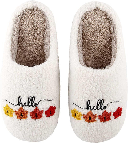 Womens Mens Slippers Retro Memory Foam Cute Cartoon Plush Fluffy Warm Fur Lined Slippers Indoor House Home Winter Shoes