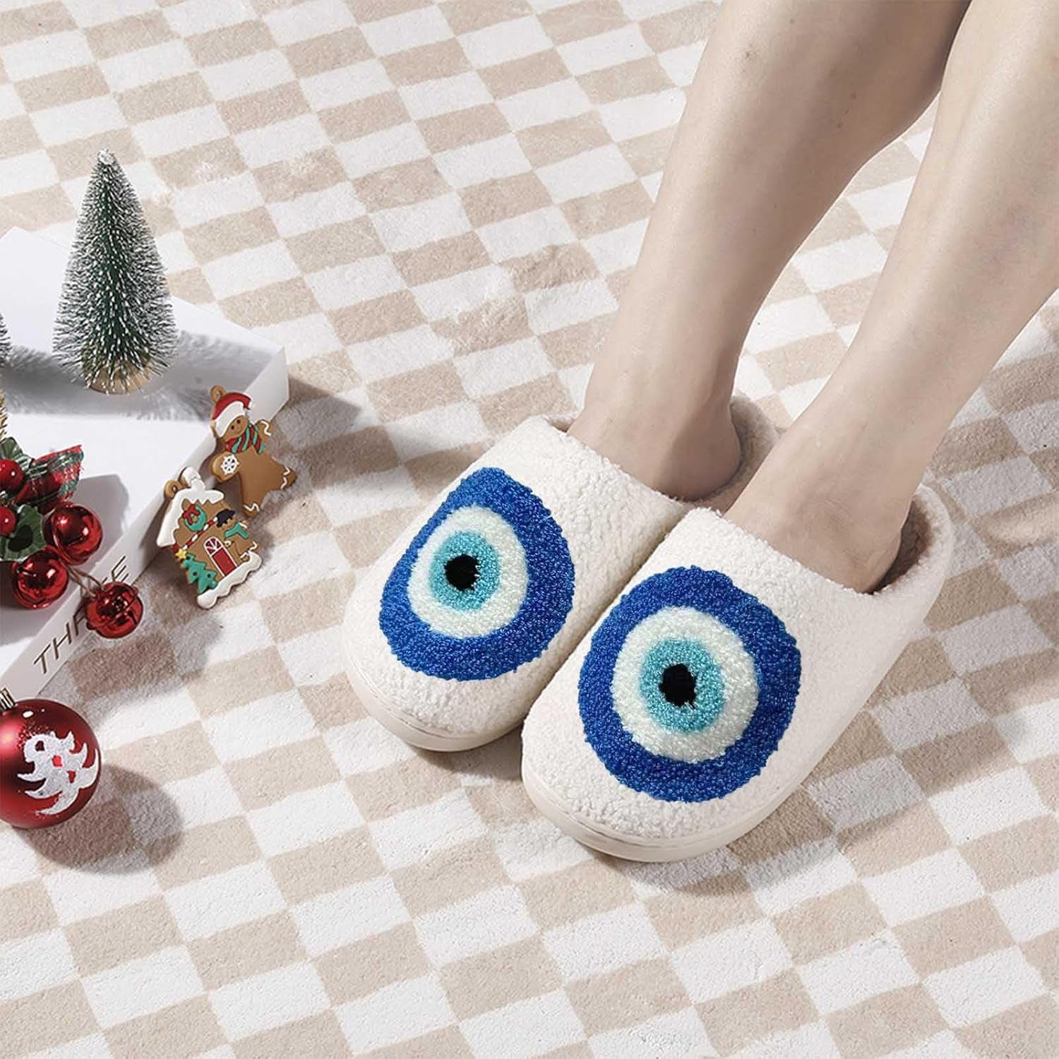 Womens Mens Slippers Retro Memory Foam Cute Cartoon Plush Fluffy Warm Fur Lined Slippers Indoor House Home Winter Shoes