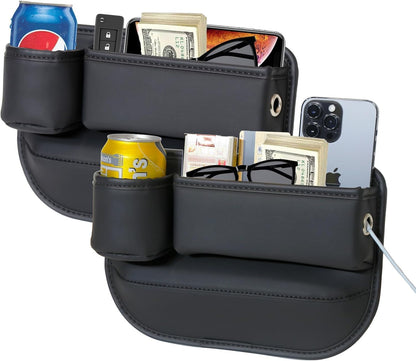 Leather Car Seat Gap Filler Organizer – Cup Holder 2-Pack