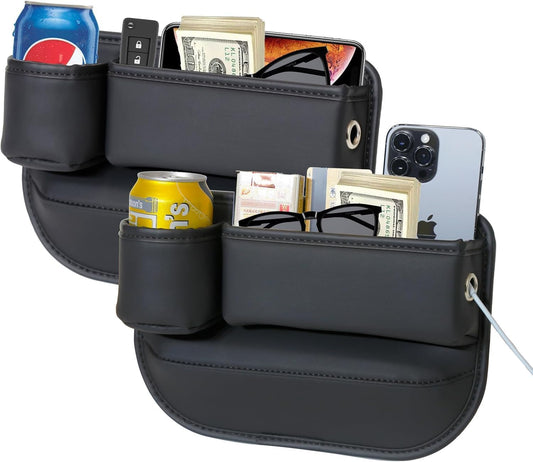 Leather Car Seat Gap Filler Organizer – Cup Holder 2-Pack