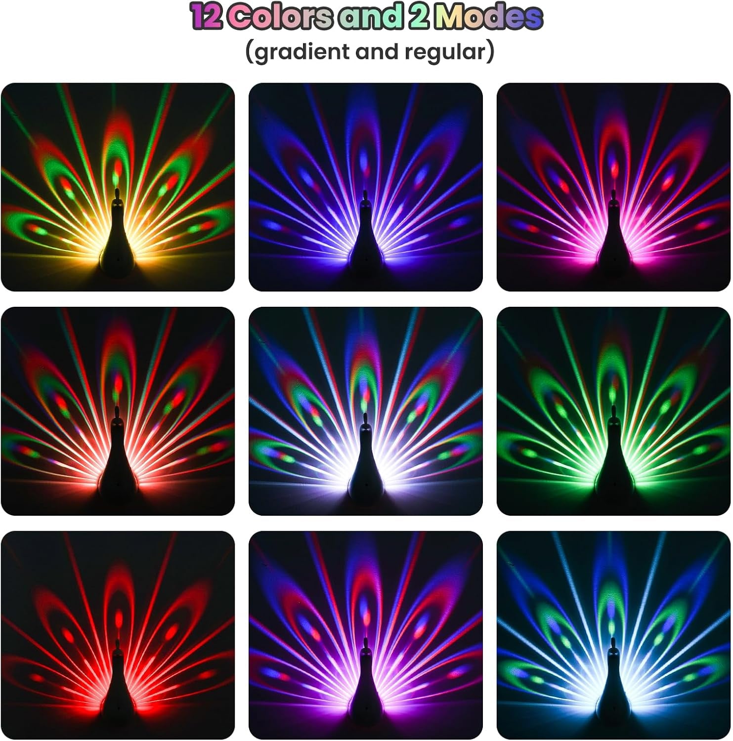 Peacock Wall Lamp,7 Colors Atmosphere Peacock Night Lights,Dimmable Touch Lamp for Bedroom,With Remote Control,Timing Function,Suitable for Living Room, Office,Corridor Decorate (Pink)