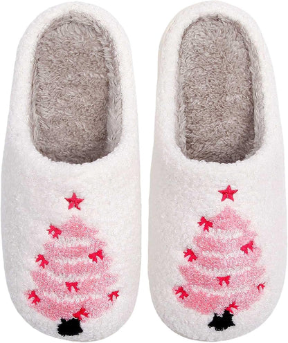 Womens Mens Slippers Retro Memory Foam Cute Cartoon Plush Fluffy Warm Fur Lined Slippers Indoor House Home Winter Shoes