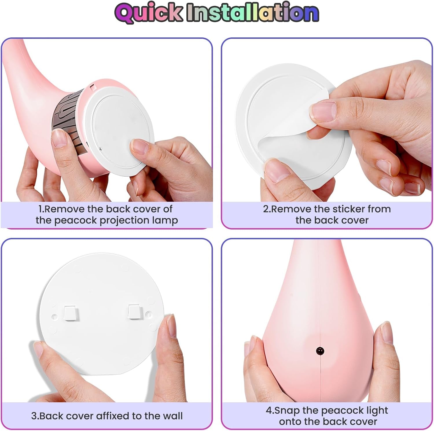 Peacock Wall Lamp,7 Colors Atmosphere Peacock Night Lights,Dimmable Touch Lamp for Bedroom,With Remote Control,Timing Function,Suitable for Living Room, Office,Corridor Decorate (Pink)