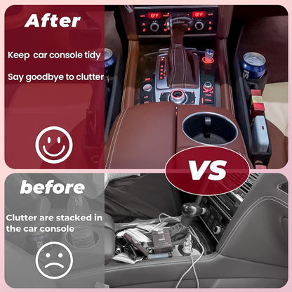 Leather Car Seat Gap Filler Organizer – Cup Holder 2-Pack