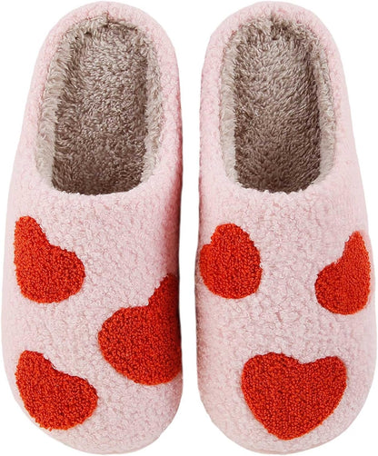 Womens Mens Slippers Retro Memory Foam Cute Cartoon Plush Fluffy Warm Fur Lined Slippers Indoor House Home Winter Shoes