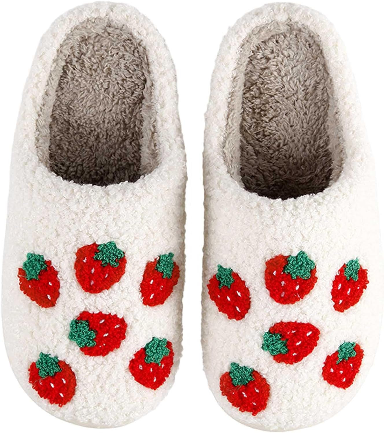 Womens Mens Slippers Retro Memory Foam Cute Cartoon Plush Fluffy Warm Fur Lined Slippers Indoor House Home Winter Shoes