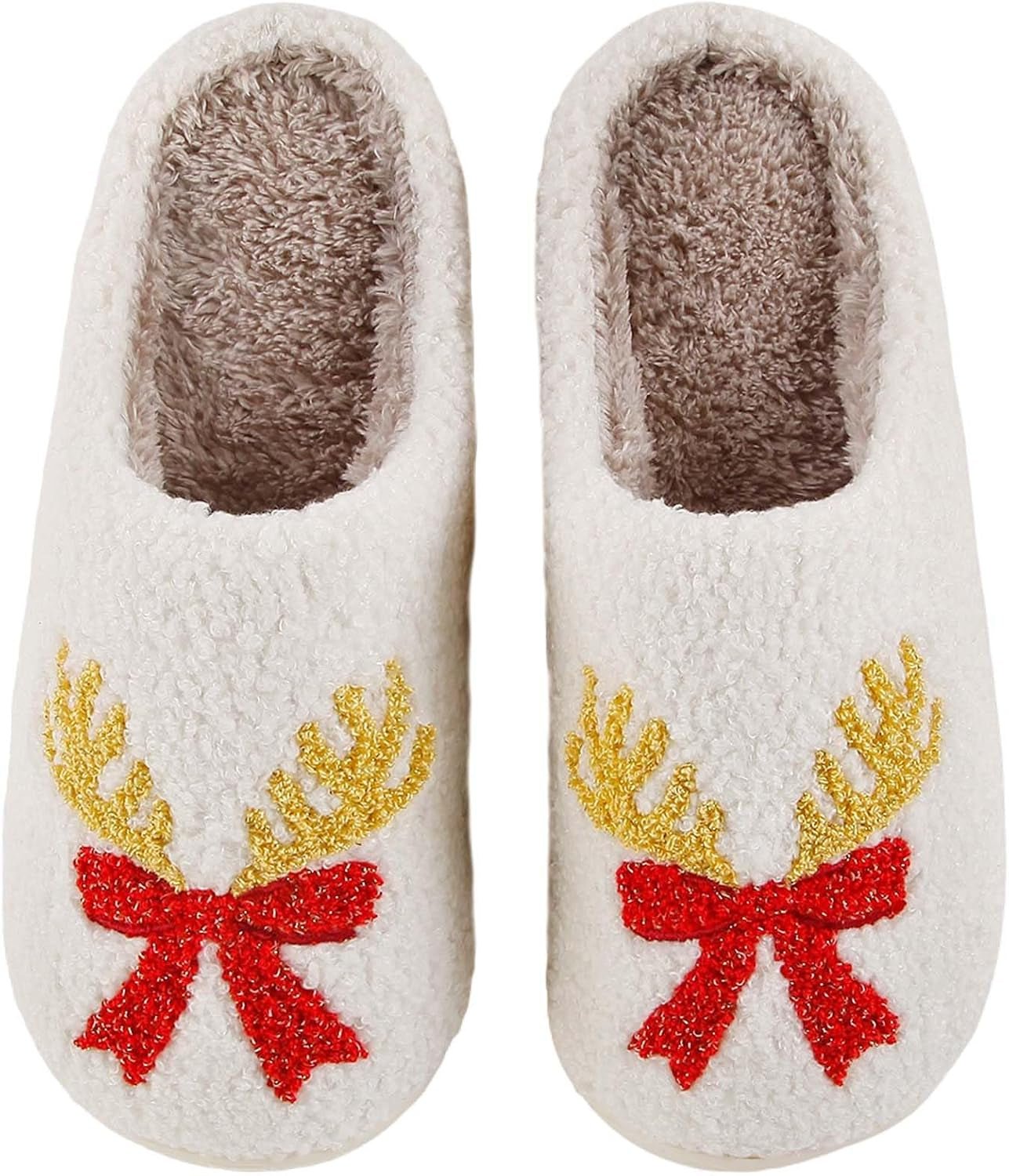 Womens Mens Slippers Retro Memory Foam Cute Cartoon Plush Fluffy Warm Fur Lined Slippers Indoor House Home Winter Shoes