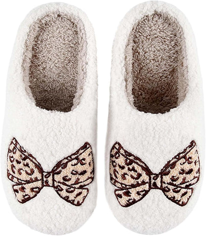 Womens Mens Slippers Retro Memory Foam Cute Cartoon Plush Fluffy Warm Fur Lined Slippers Indoor House Home Winter Shoes