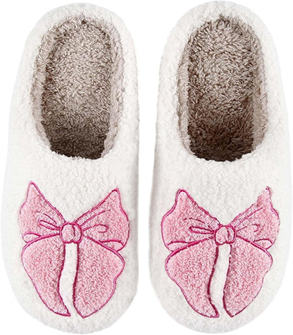 Womens Mens Slippers Retro Memory Foam Cute Cartoon Plush Fluffy Warm Fur Lined Slippers Indoor House Home Winter Shoes