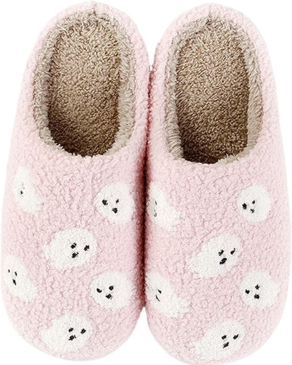 Womens Mens Slippers Retro Memory Foam Cute Cartoon Plush Fluffy Warm Fur Lined Slippers Indoor House Home Winter Shoes