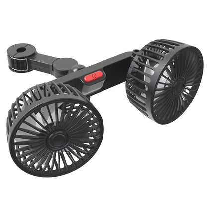 Car Fan 360° 3-Speed Car Seat Back Cooling Fan USB Charge Dual Head Fan Adjustable Rotation Neck Cooler for Car Home Accessories
