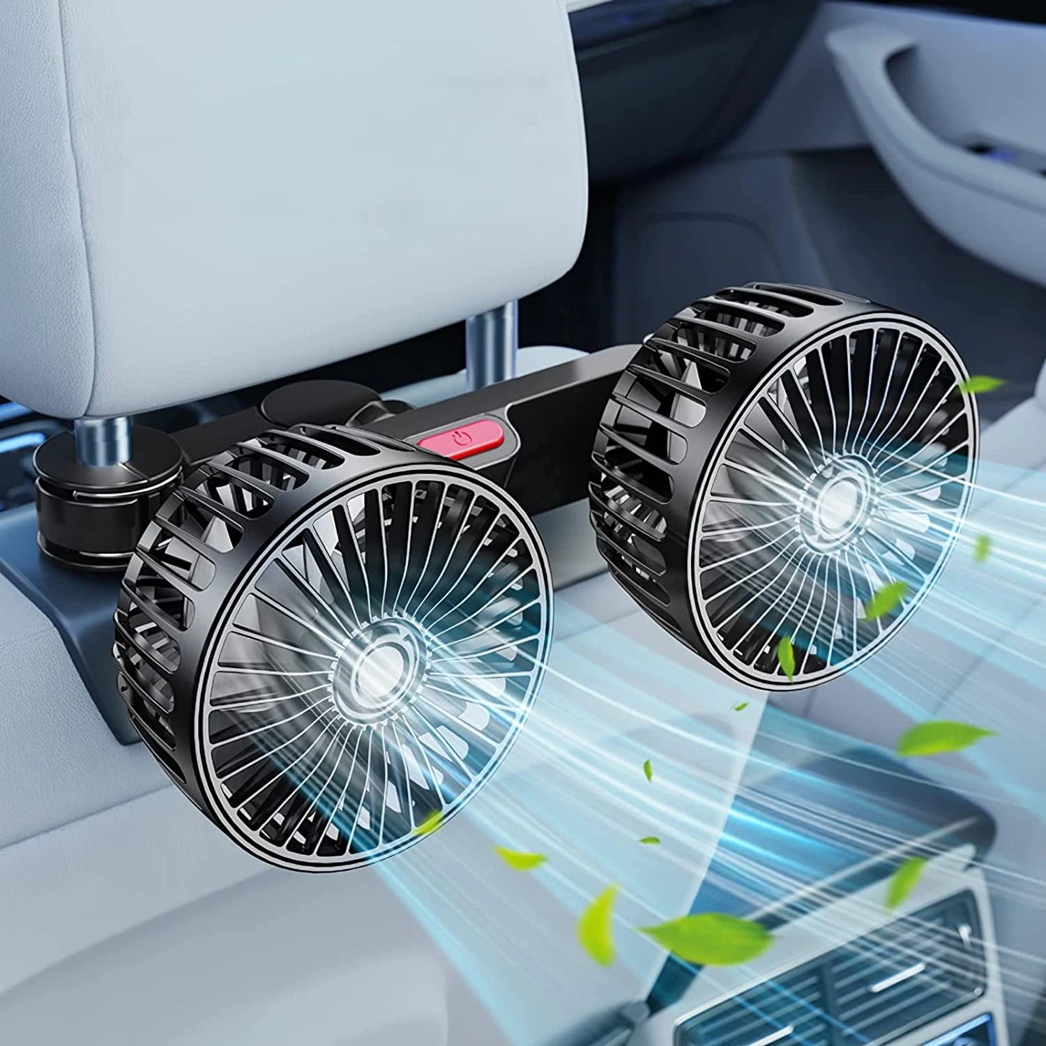 Car Fan 360° 3-Speed Car Seat Back Cooling Fan USB Charge Dual Head Fan Adjustable Rotation Neck Cooler for Car Home Accessories
