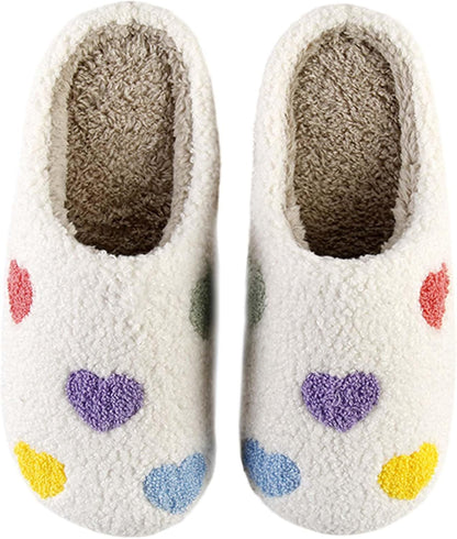 Womens Mens Slippers Retro Memory Foam Cute Cartoon Plush Fluffy Warm Fur Lined Slippers Indoor House Home Winter Shoes