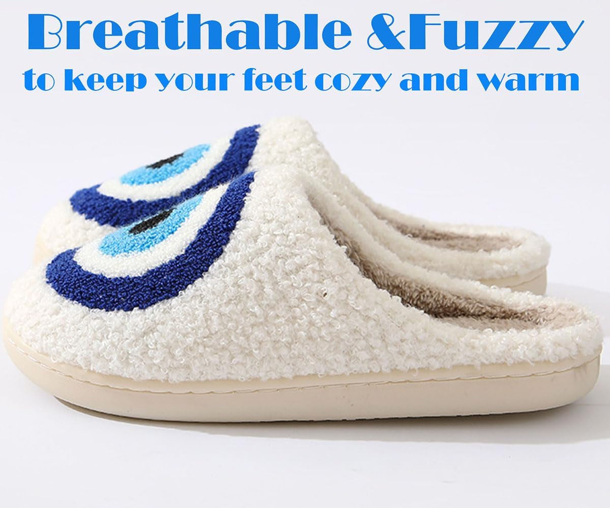 Womens Mens Slippers Retro Memory Foam Cute Cartoon Plush Fluffy Warm Fur Lined Slippers Indoor House Home Winter Shoes