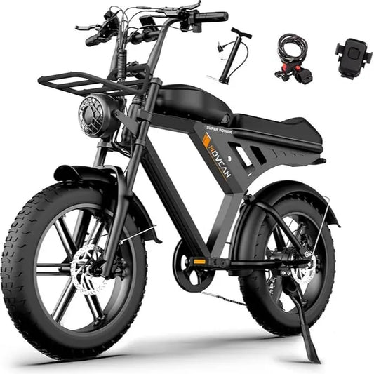 【Summervibes】Movcan V30/V30Max Electric Bike for Adults 1500W/2000W Motor 20" Fat Tire Ebike, 28/32MPH，70-120 Miles,48V 15.6AH Dual Battery Hydraulic Disc Brake Electric Motorcycle Bike Full Suspension