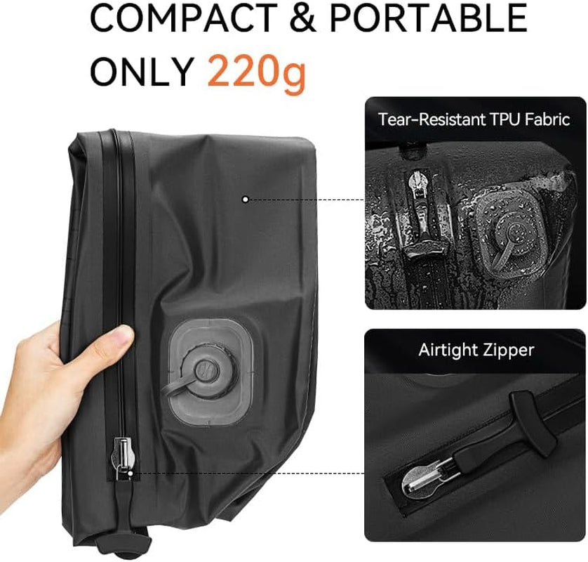 Electric Vacuum Compression Bag Kit, 20L Portable Travel Packing Cube with Built-In Pump, Type-C Rechargeable, Odor & Waterproof Anti-Rip TPU, Saves 60% Space Storage Bags (1, Black)
