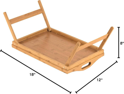 Home-It Bed Table Tray with Folding Legs - Bamboo Breakfast Tray with Handles for Bed, Sofa, Eating and Laptops, Snacking and Working