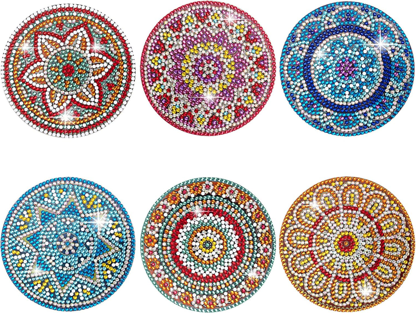 6 Pcs Diamond Painting Coasters with Holder, Mandala Diamond Art Coasters Kits for Beginners, Adults Small Diamond Painting Kit Art Craft Supplies