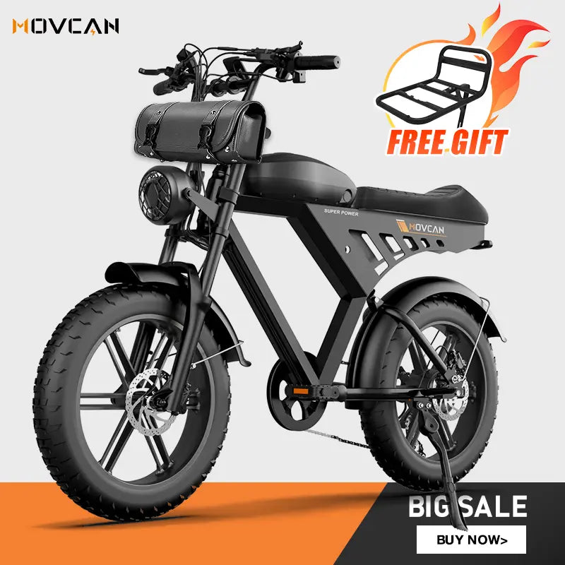 【Summervibes】Movcan V30/V30Max Electric Bike for Adults 1500W/2000W Motor 20" Fat Tire Ebike, 28/32MPH，70-120 Miles,48V 15.6AH Dual Battery Hydraulic Disc Brake Electric Motorcycle Bike Full Suspension
