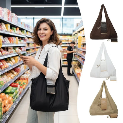 Mini Keychain Tote Bag Foldable with Key Ring Supermarket Eco-Friendly Bag Large Capacity Reusable Shopping Bag