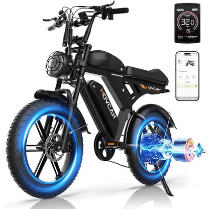 【Summervibes】Movcan V30/V30Max Electric Bike for Adults 1500W/2000W Motor 20" Fat Tire Ebike, 28/32MPH，70-120 Miles,48V 15.6AH Dual Battery Hydraulic Disc Brake Electric Motorcycle Bike Full Suspension