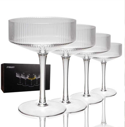 Martini Glasses Set of 4 | 9 Oz Coupe Glass Classic Cocktail Glassware Hand Blown Premium Crystal Glass for Champagne, Cocktail，Wine，Martini Flutes