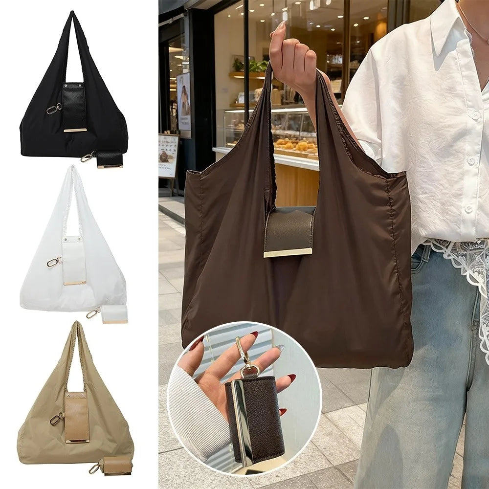 Mini Keychain Tote Bag Foldable with Key Ring Supermarket Eco-Friendly Bag Large Capacity Reusable Shopping Bag