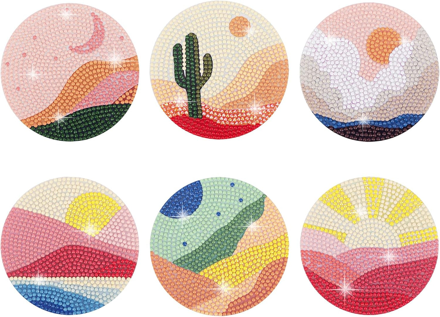 6 Pcs Diamond Painting Coasters with Holder, Mandala Diamond Art Coasters Kits for Beginners, Adults Small Diamond Painting Kit Art Craft Supplies